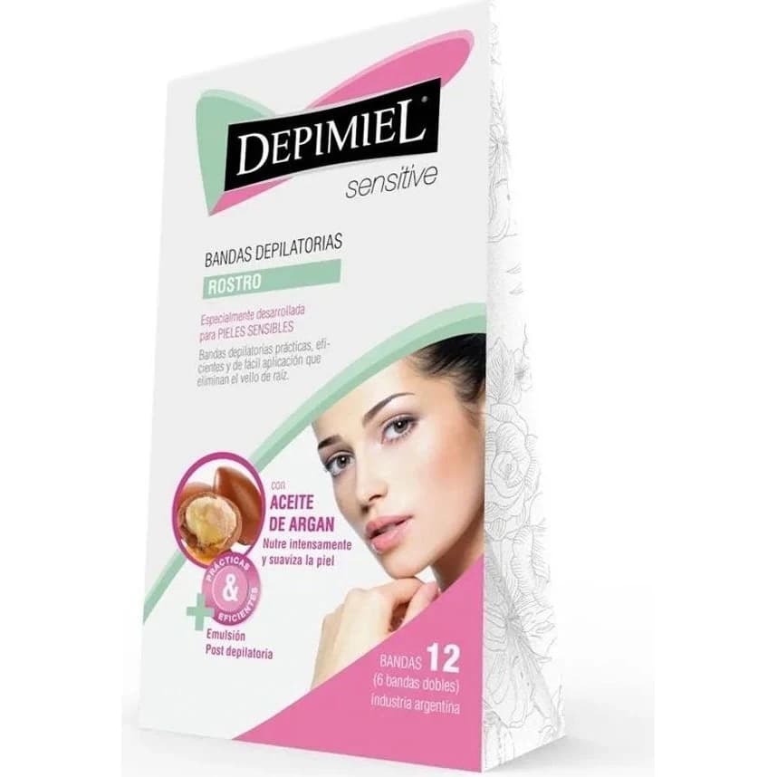 Bandas Depilatorias Depimiel para Rostro, Piel Sensible, 12 Unidades