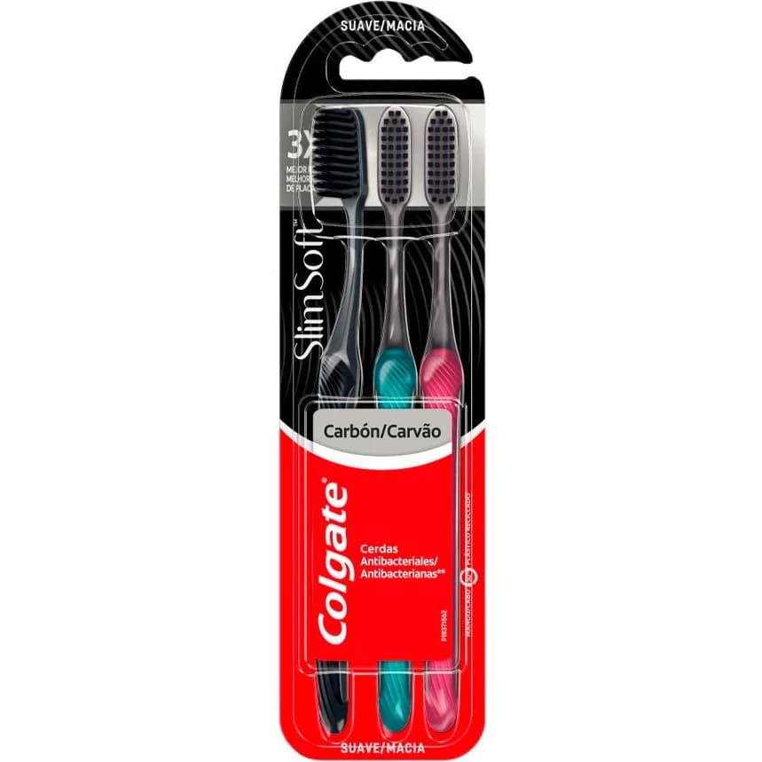 Cepillo de Dientes Colgate Slimsoft Blanco Pack 3 Unidades