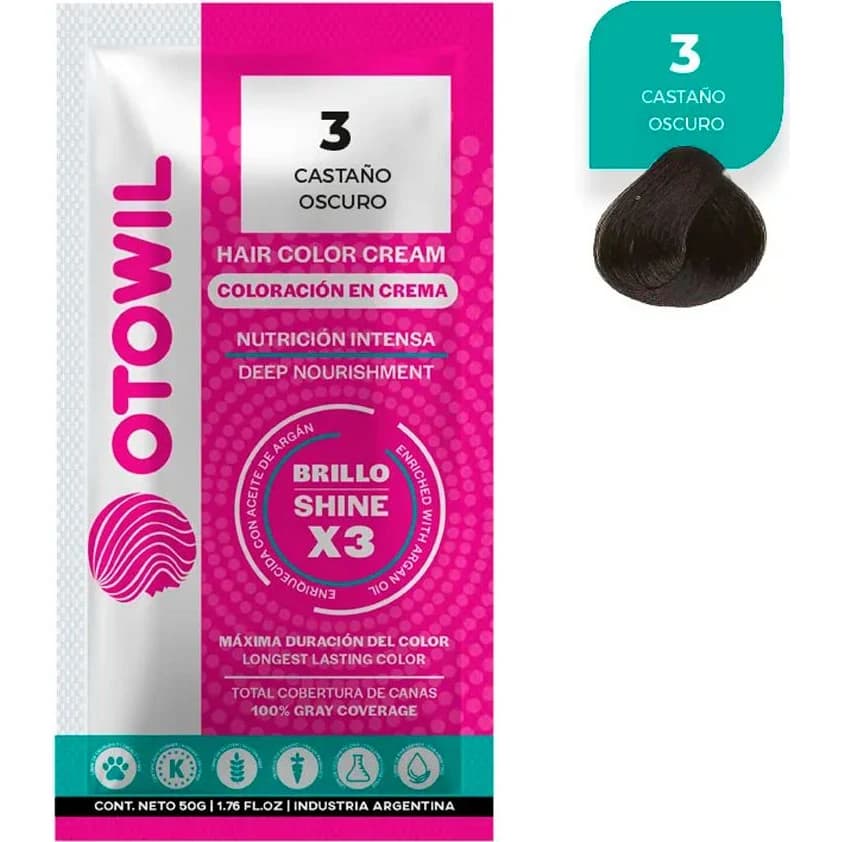 Tintura Capilar Otowil con Argán Tono 3 x 25 g