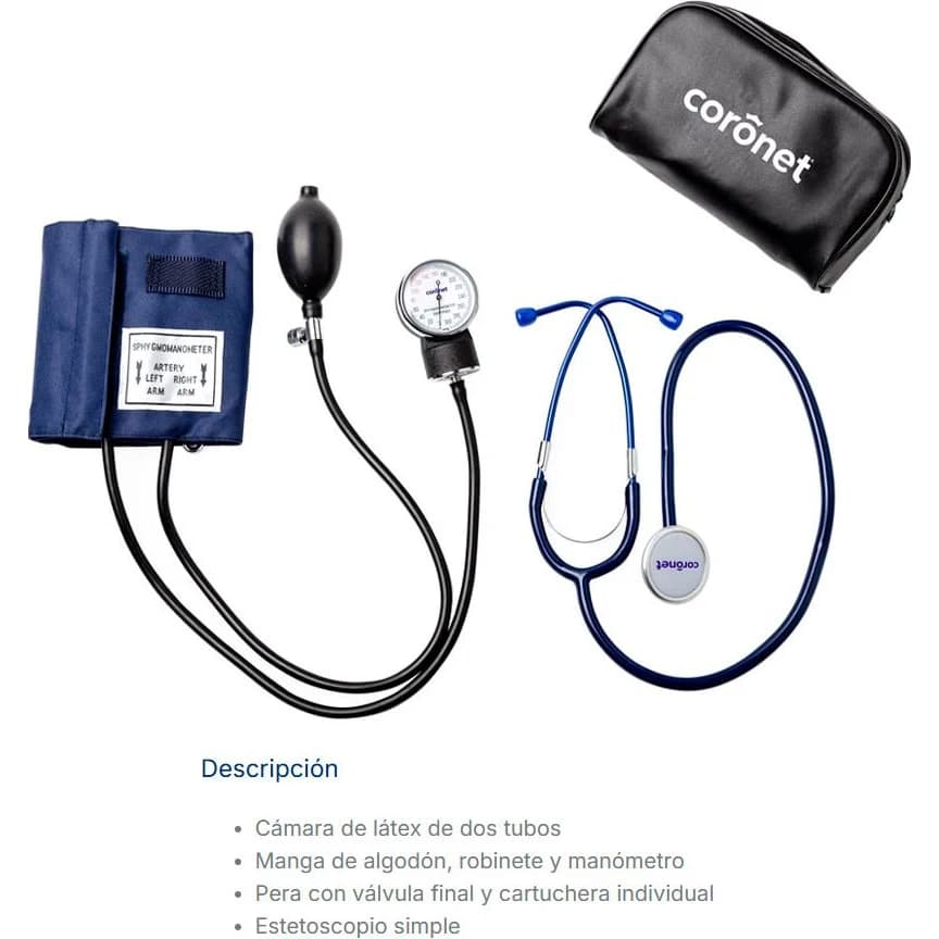Tensiómetro Manual Aneroide Coronet con Estetoscopio