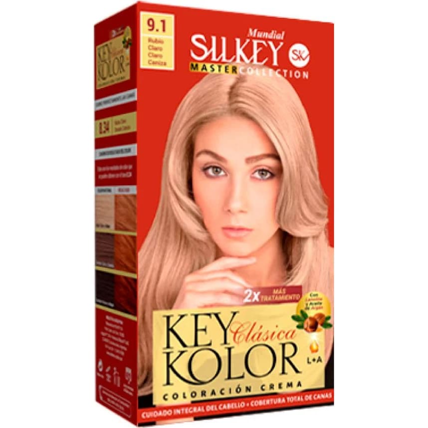 Tintura Capilar Silkey Key Color Master Tono 9.1 Rubio Claro Ceniza