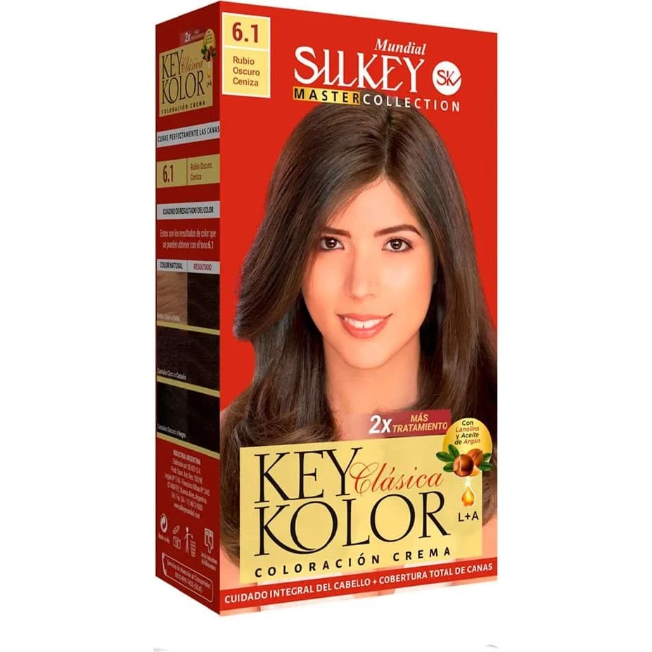 Tintura Capilar Silkey Key Color Master Tono 6.1 Rubio Oscuro Ceniza