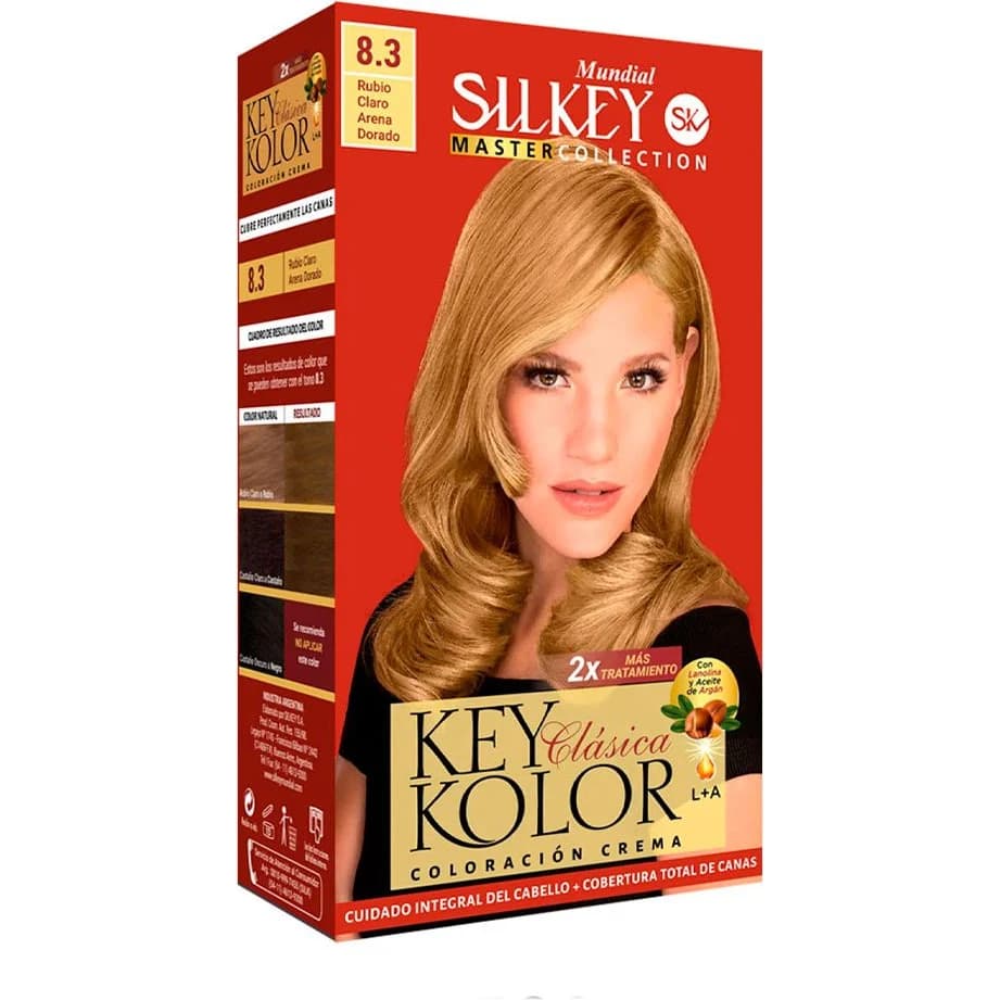 Tintura Capilar Silkey Key Color Master Tono 8.3 Rubio Claro Arena Dorado