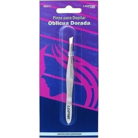 Pinza para Depilación Lisfar Punta Oblicua Dorada