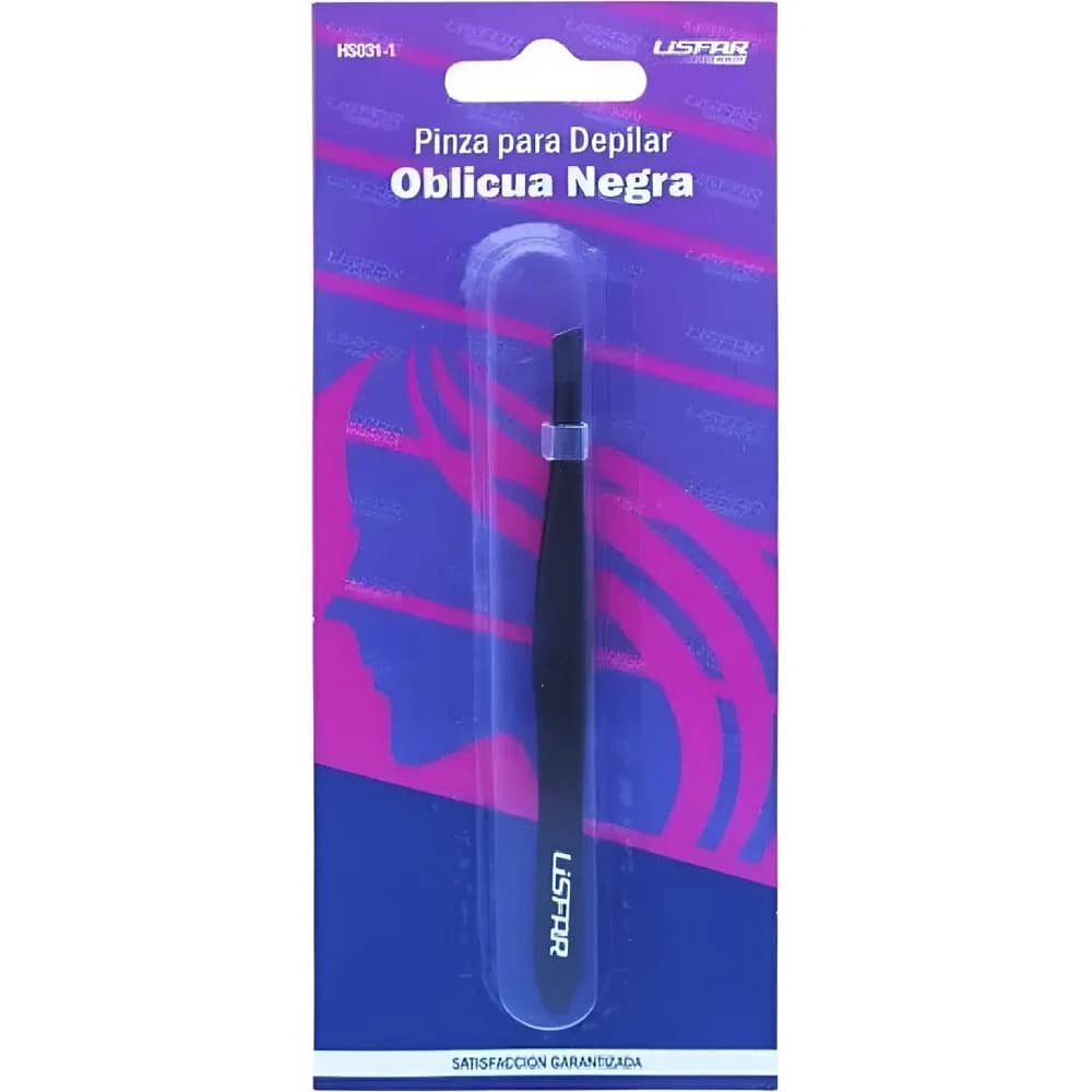 Pinza para Depilación Lisfar Punta Oblicua Negra