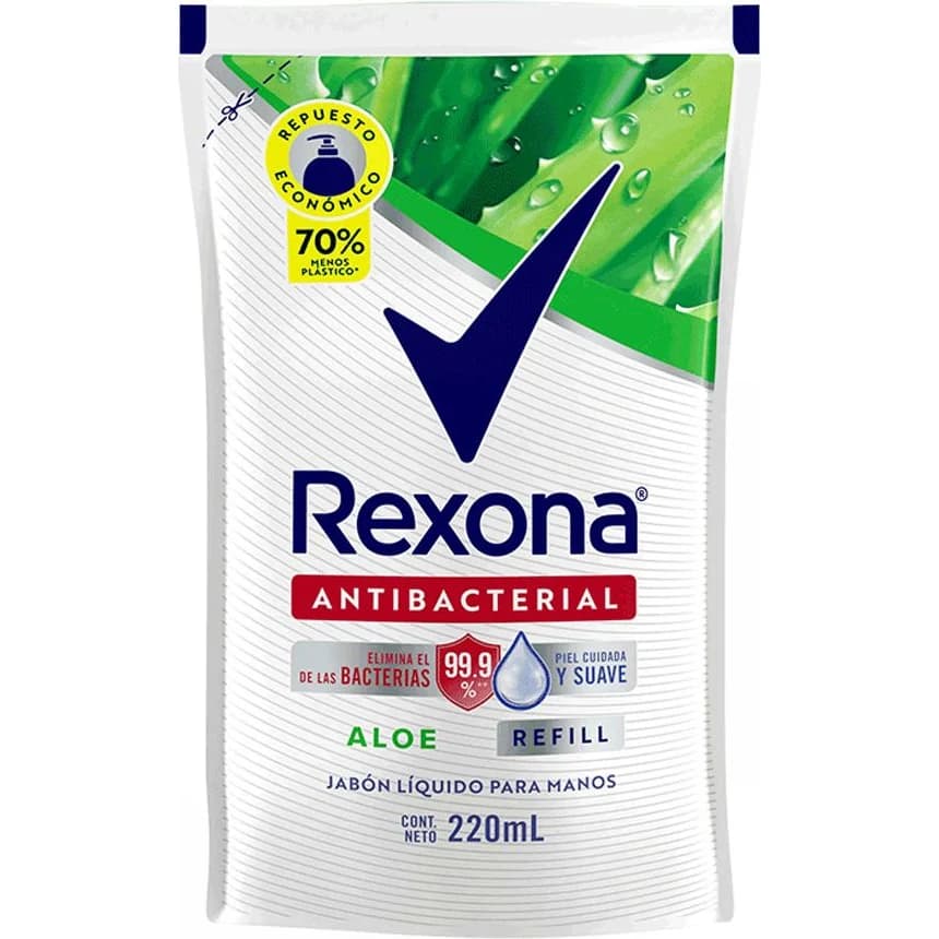 Jabón Líquido Rexona Antibacterial Aloe 220 ml