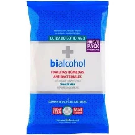 Toallitas con Alcohol Bialcohol Cuidado x40