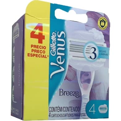 Máquina de Afeitar Gillette Venus Breeze + 4 Cartuchos