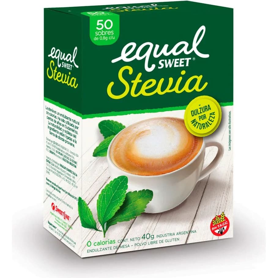 Edulcorante Equalsweet Stevia en Sobres 40 g (50 sobres)