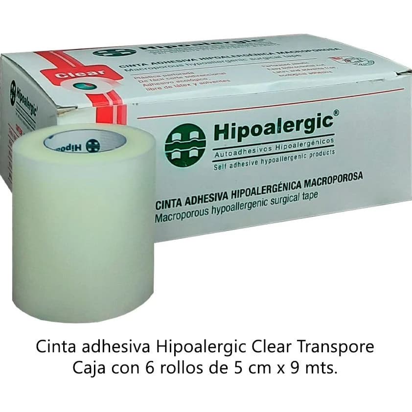 Tela Adhesiva Hipoalergénica Hipoalergic Clear 5 cm x 9 m