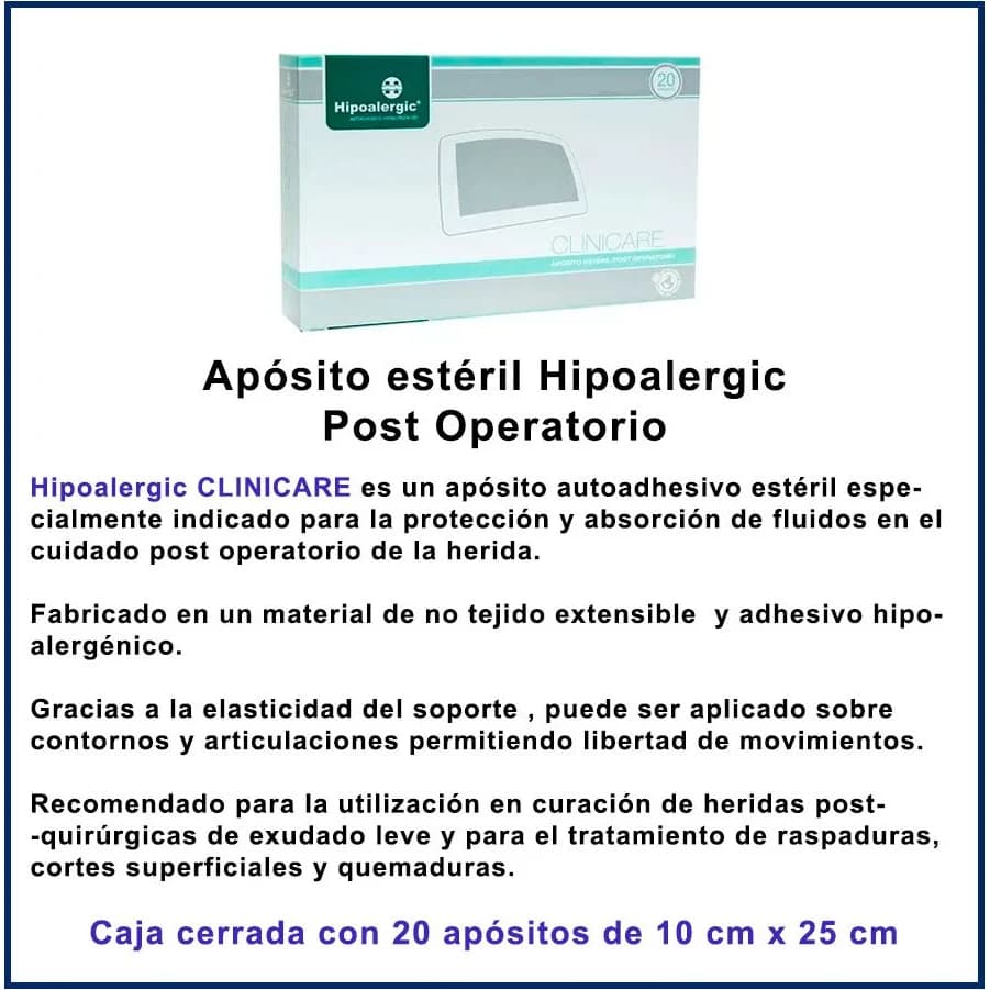 Apósitos Hipoalergénicos Clinic 10 x 25 cm