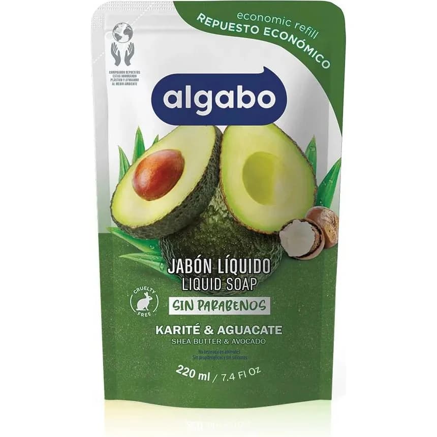 Jabón Líquido Algabo Karité y Aguacate Repuesto 220 ml
