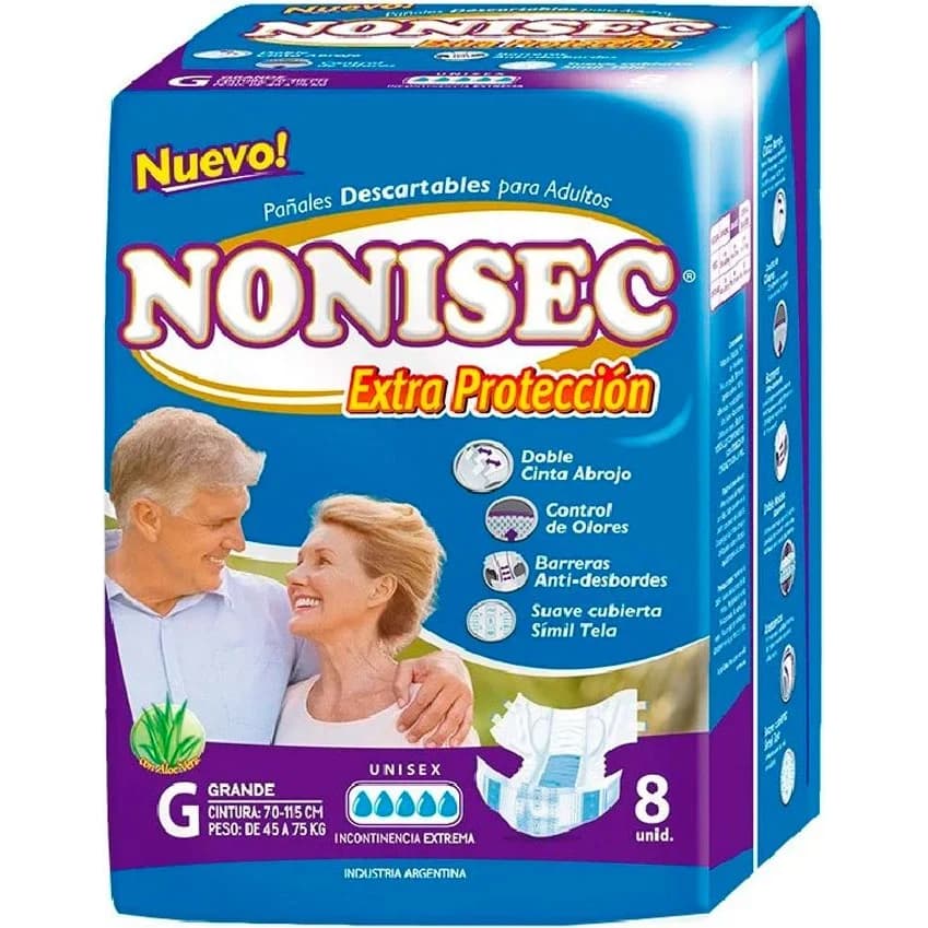 Pañal Nonisec Protección Extendida Talle G Pack 8 unidades
