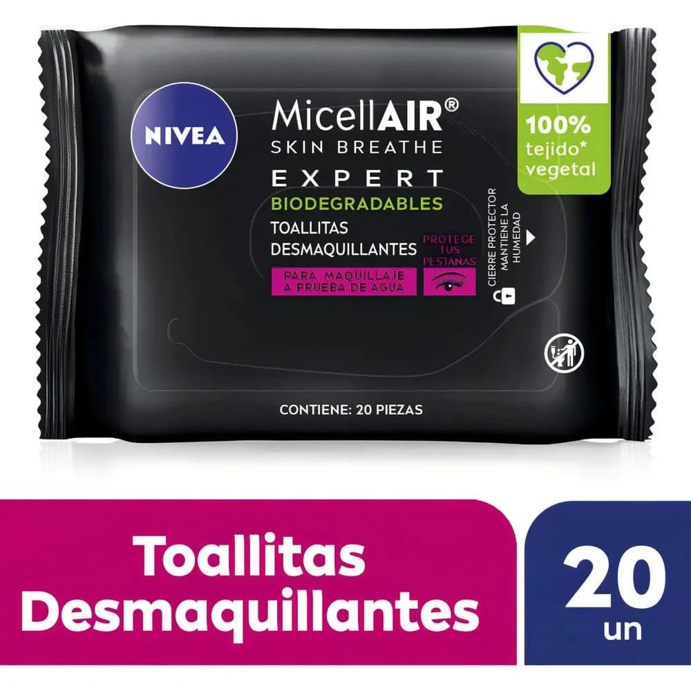 Toallitas Desmaquillantes Nivea Micellair Expert x 20 Unidades