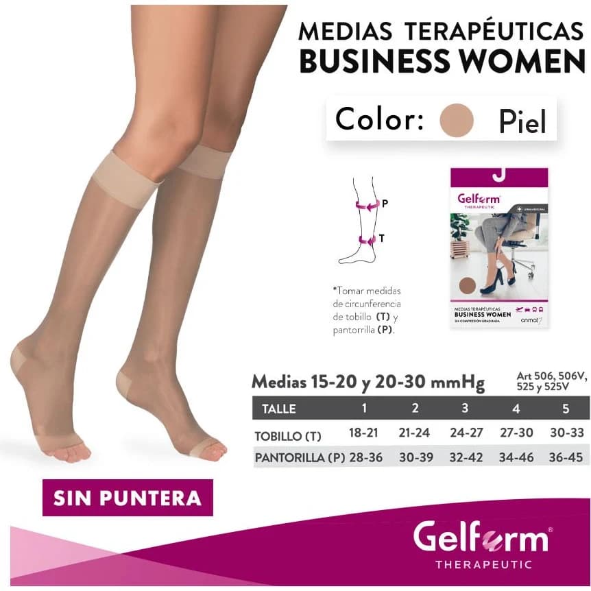 Media de Compresión Gelform 3/4 con Pie 20-30 mmHg Talle 4