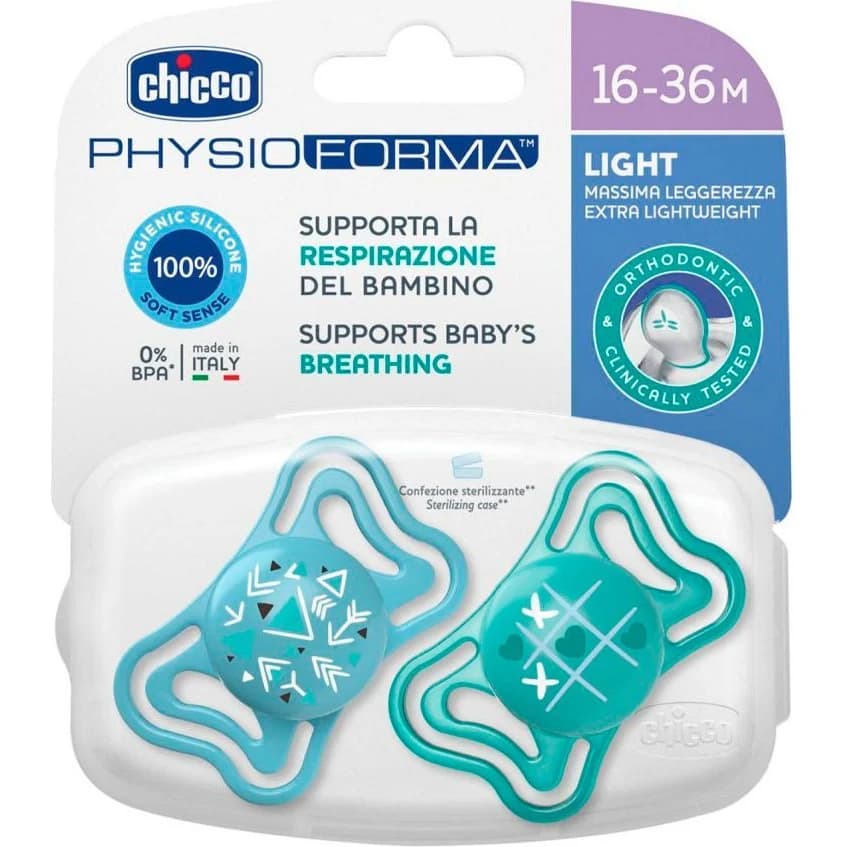 Chupete Chicco Physio Light Luminoso Nene +16 Meses x2