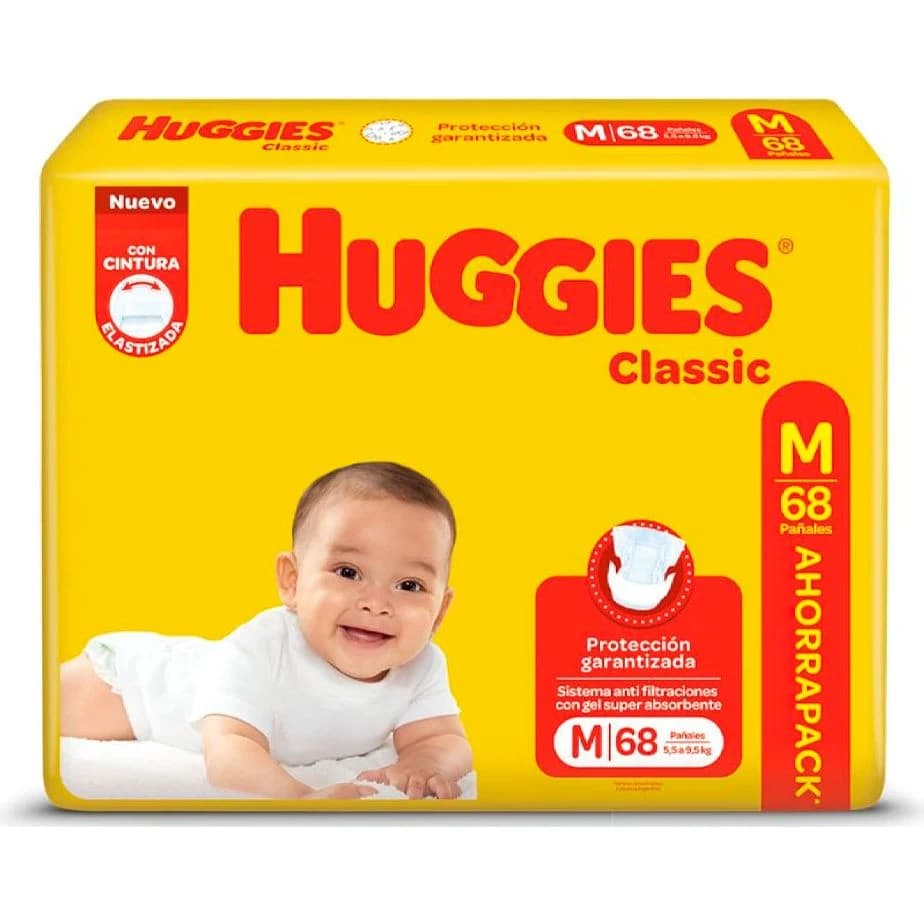Pañales Huggies Classic Talle Mediano x 68