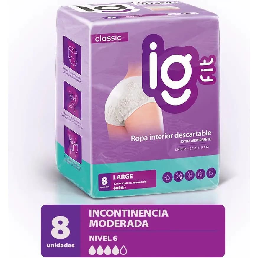 Pañal IG Fit Ropa Interior Extra Absorbente G x 8