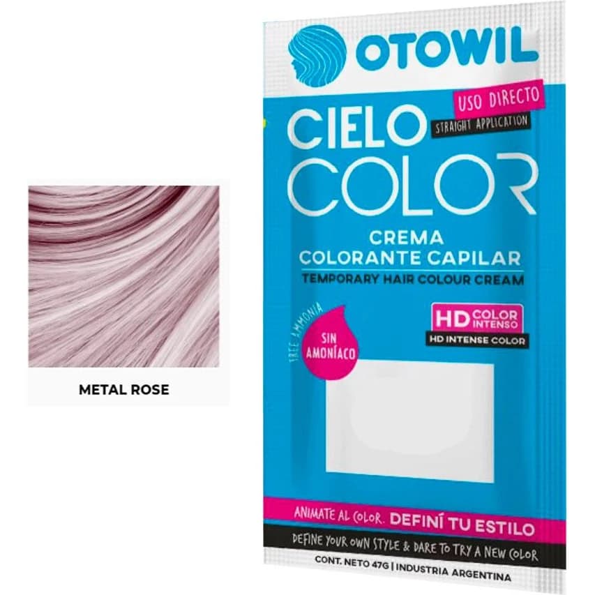 Tintura Capilar Otowil Cielo Color Metal Rosa en Sobre 47 g
