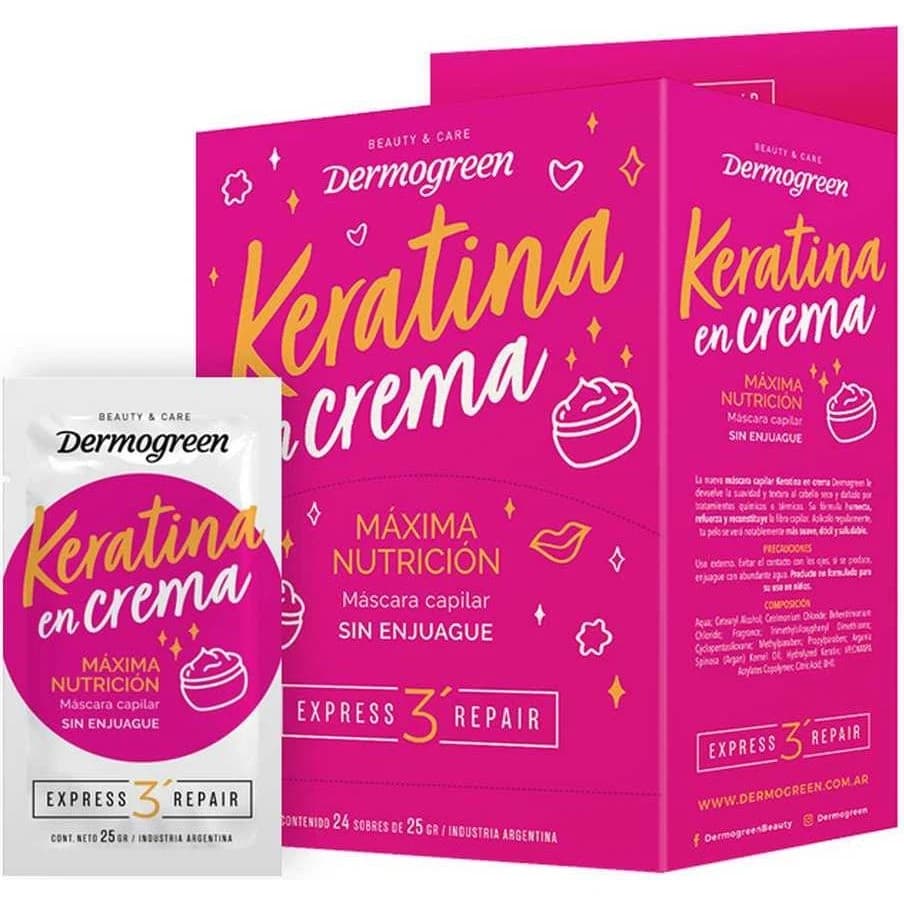 Crema Capilar Dermogreen Keratina x24 Sobres