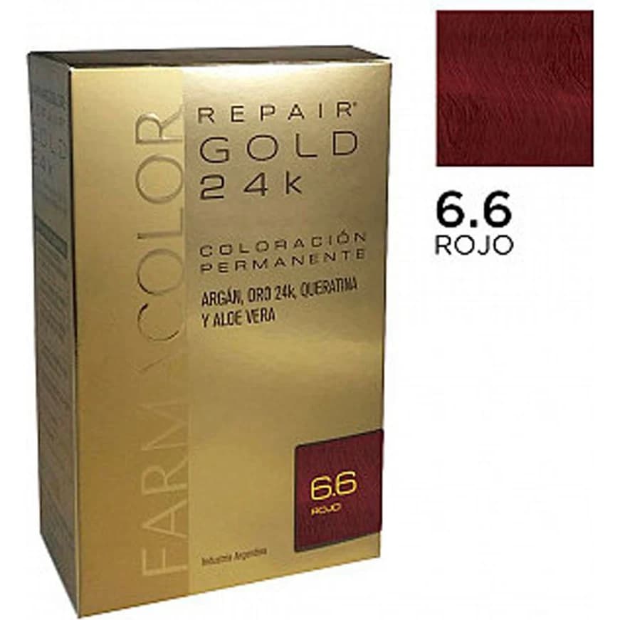 Tintura Capilar Farmacolor Gold 24K Kit Tono 6.6 Rojo
