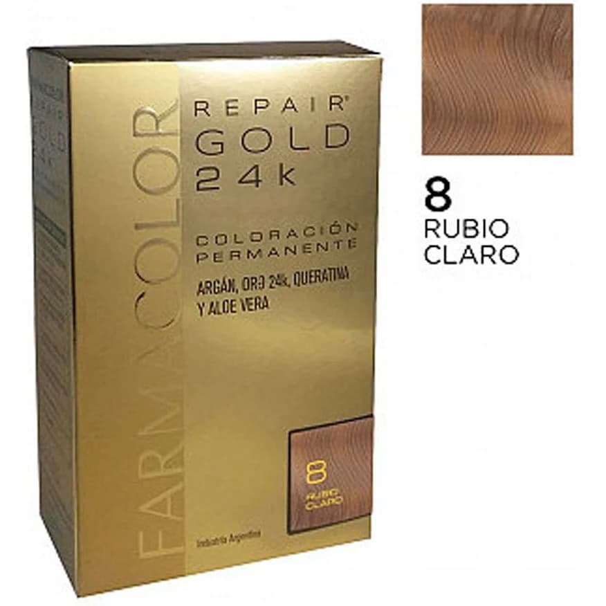 Tintura Capilar Farmacolor Gold 24K Kit Tono 8 Rubio Claro