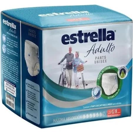 Pañal Ropa Interior Absorbente Adulto Talle Grande Pack 8 Unidades Estrella
