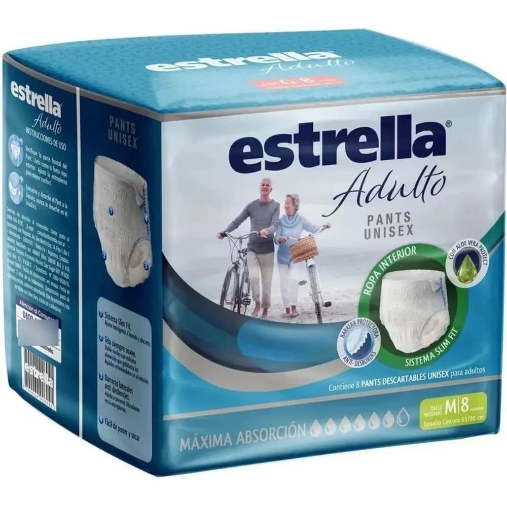 Ropa Interior Absorbente Estrella Adulto Talle Medio x 8