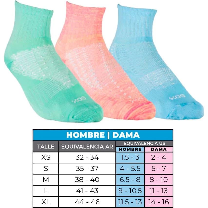 Media Deportiva Corta Sox para Dama Tripack Talle S