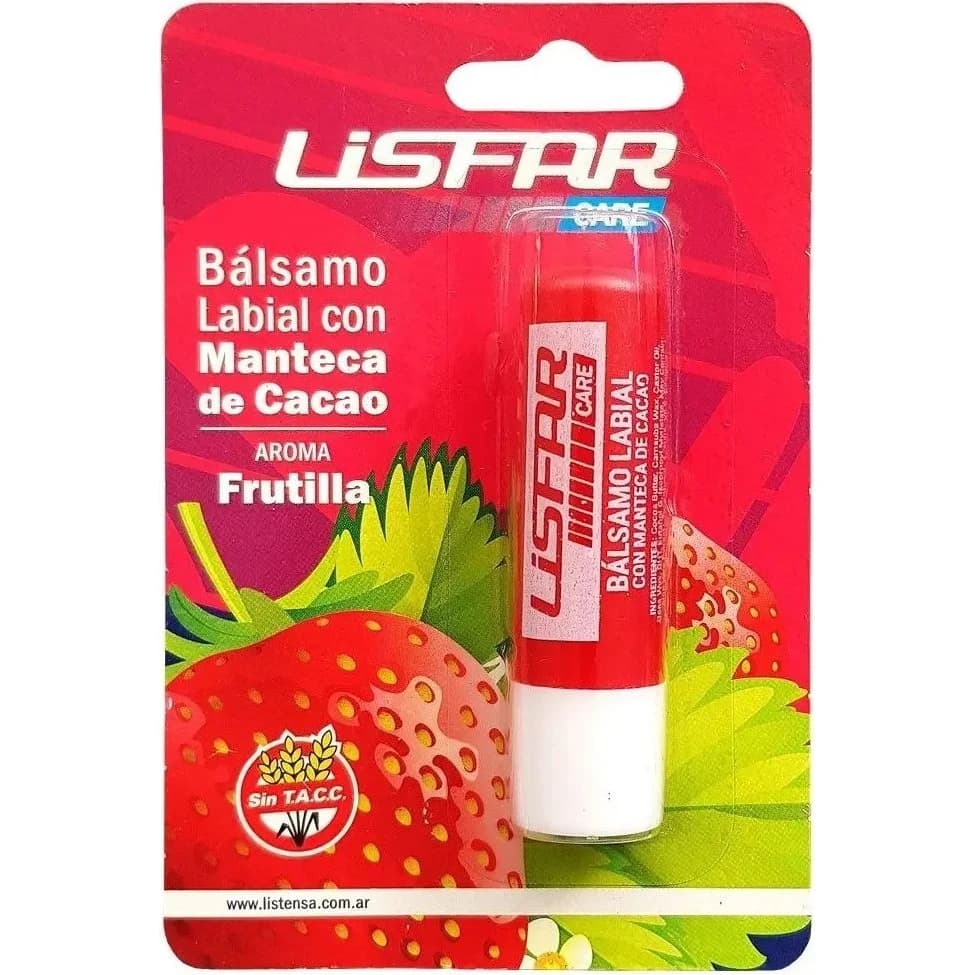Bálsamo Labial con Manteca de Cacao Sabor Frutilla Lisfar