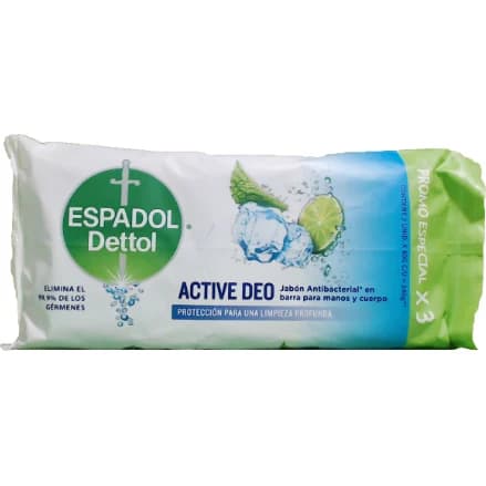 Jabón en Barra Espadol Dettol Active Deo 3 x 80 g