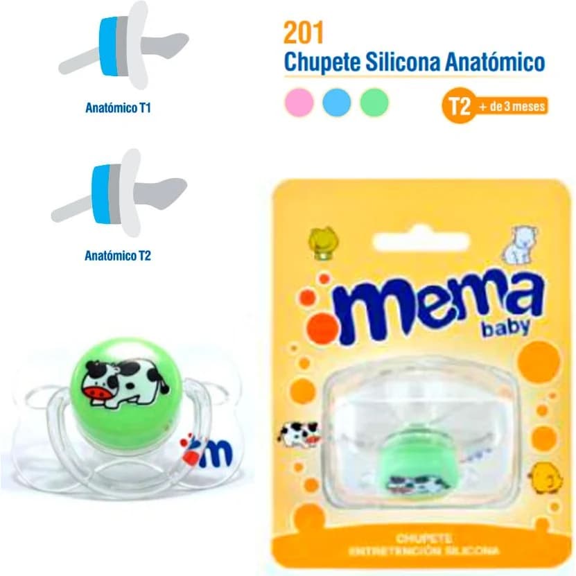 Chupete de Silicona Anatómico Mema +3 Meses Verde