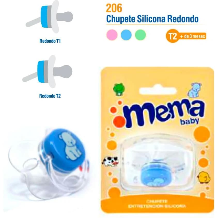 Chupete Mema Baby de Silicona Redondo +3M Celeste