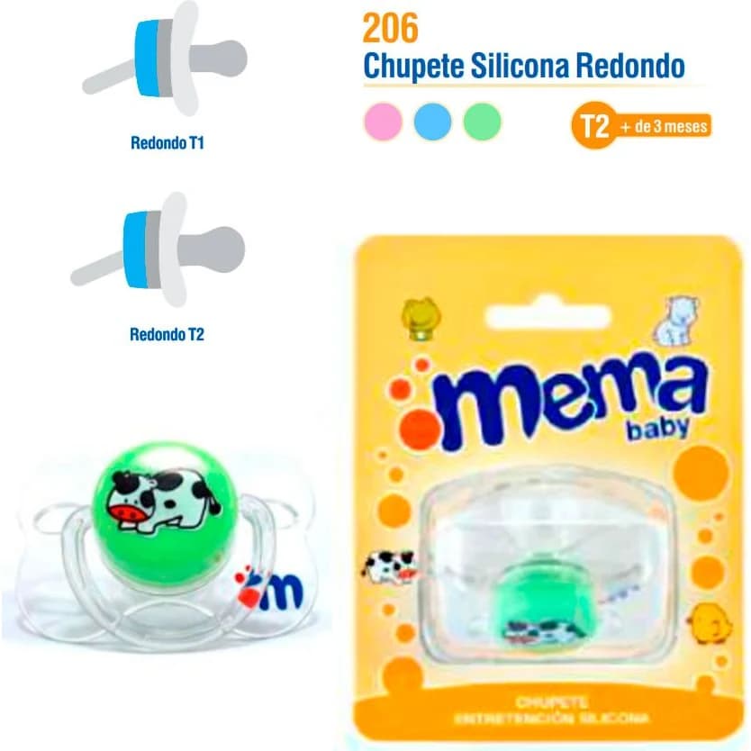 Chupete de Silicona Mema Redondo +3 Meses Verde