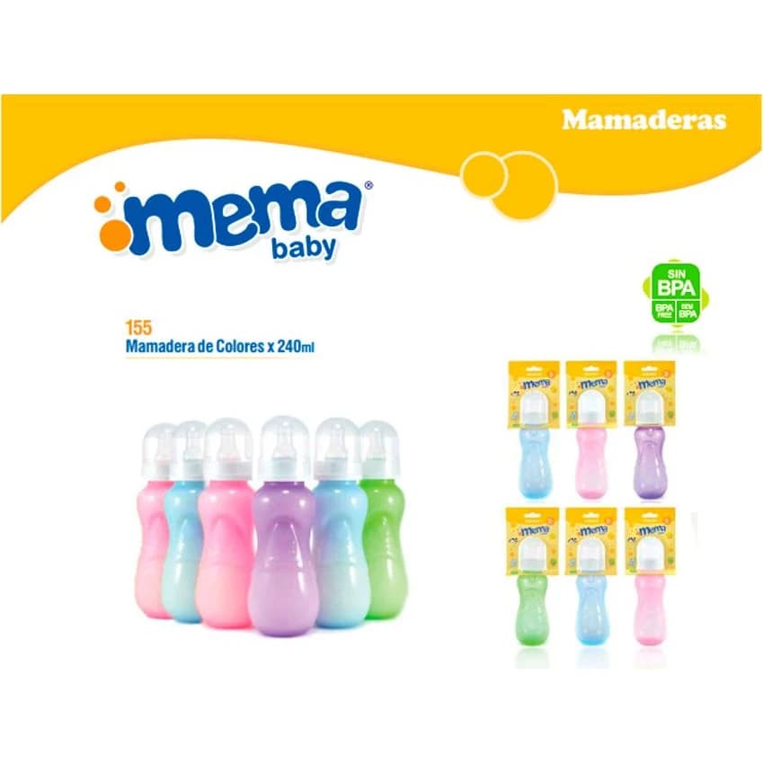 Mamadera Mema Colors Surtida 250 ml Caja x 6