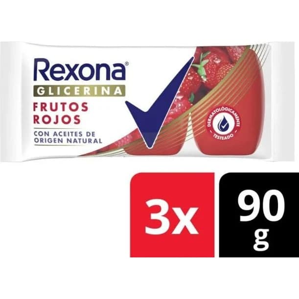 Jabón de Glicerina Rexona Frutos Rojos Pack 3 x 90 g