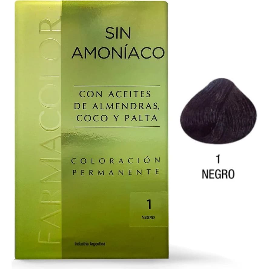 Tintura Capilar Farmacolor Kit Vegana Sin Amoníaco Tono 1 Negro