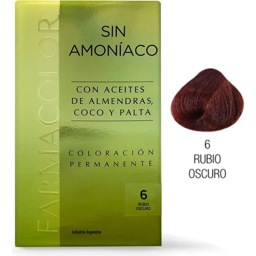 Tintura Capilar Farmacolor Sin Amoníaco Kit Tono 6 Rubio Oscuro