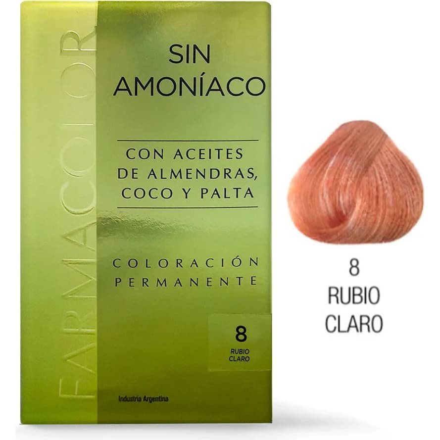 Kit de Coloración Capilar Farmacolor Vegana Sin Amoníaco Tono 8 Rubio Claro