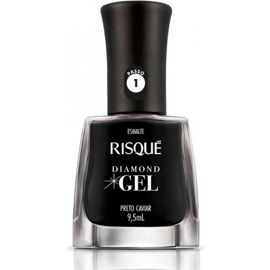 Esmalte de Uñas Risqué Diamond Gel Preto Caviar Sin Lámpara