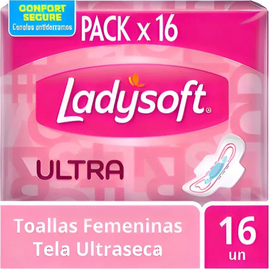 Toallas Femeninas Ladysoft Secas Ultradelgadas con Alas x16