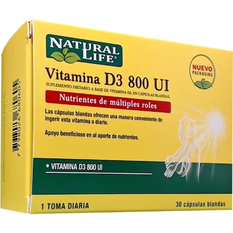 Vitamina D3 800 UI Natural Life x 30 Cápsulas