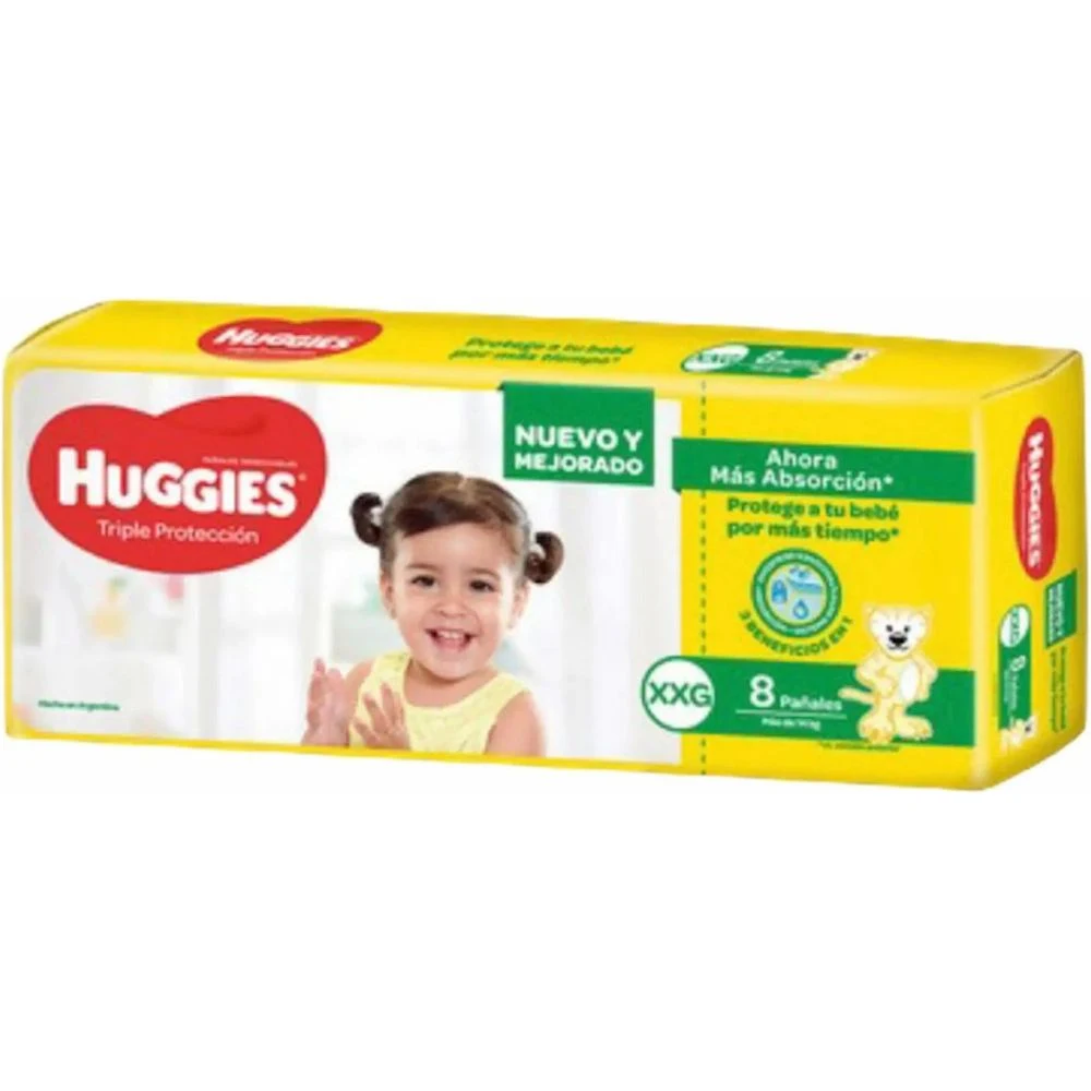 Pañales Huggies Triple Protección Talle XXG x 8