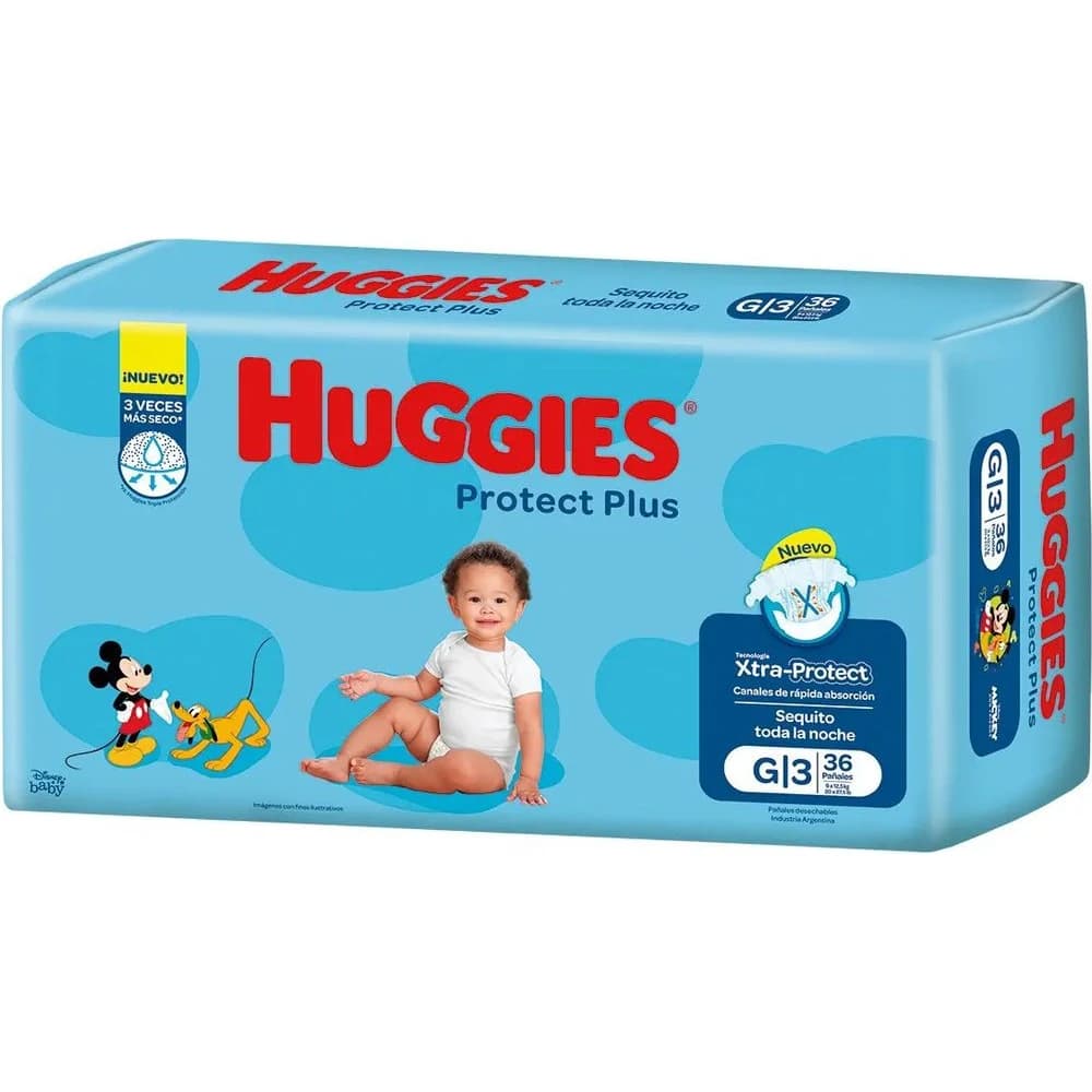 Pañales Huggies Protección Plus Talle G x36