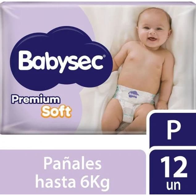 Pañales Babysec Premium Soft Talle P x12