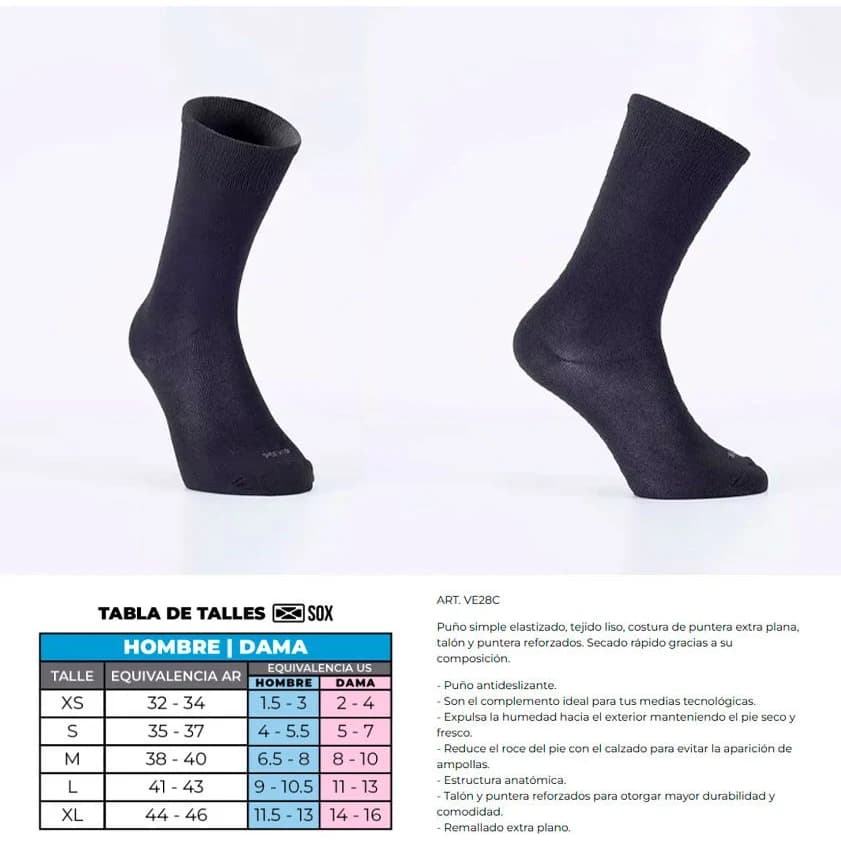 Media de Compresión Sox Primera Piel Hombre Talle M