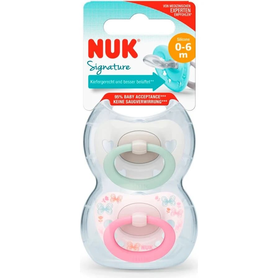 Chupete NUK Signature 0-6 Meses Rosa x 2