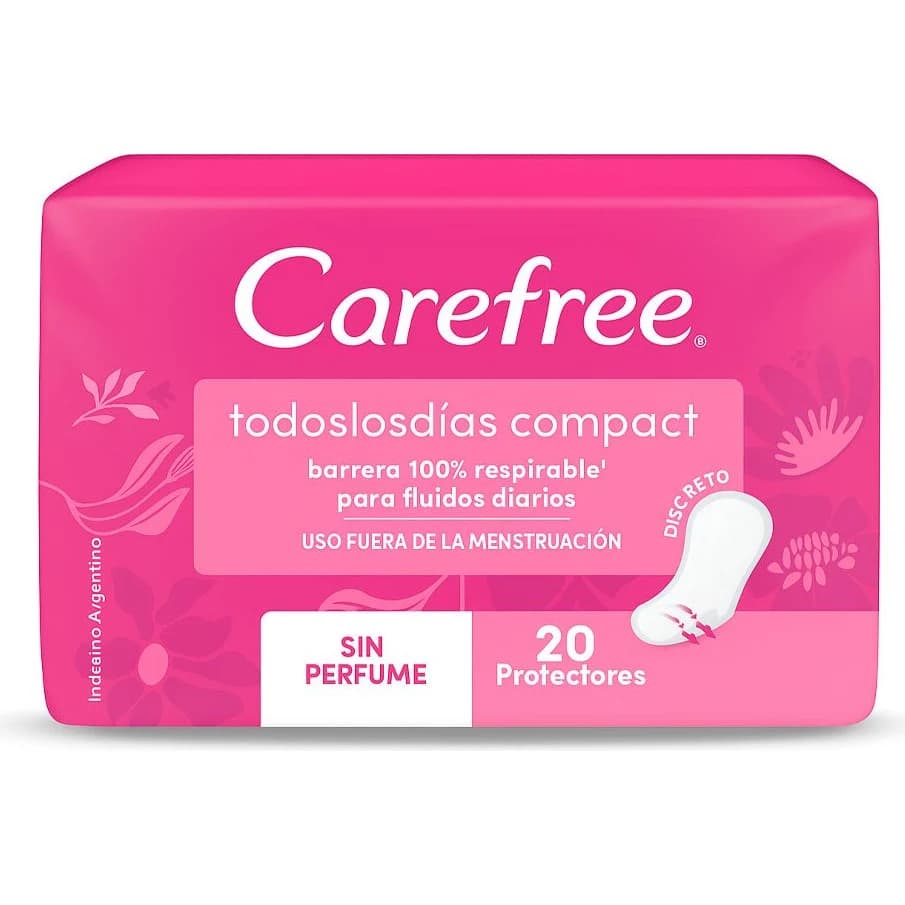 Protectores Femeninos Carefree Todos los Días Sin Perfume 20 Unidades