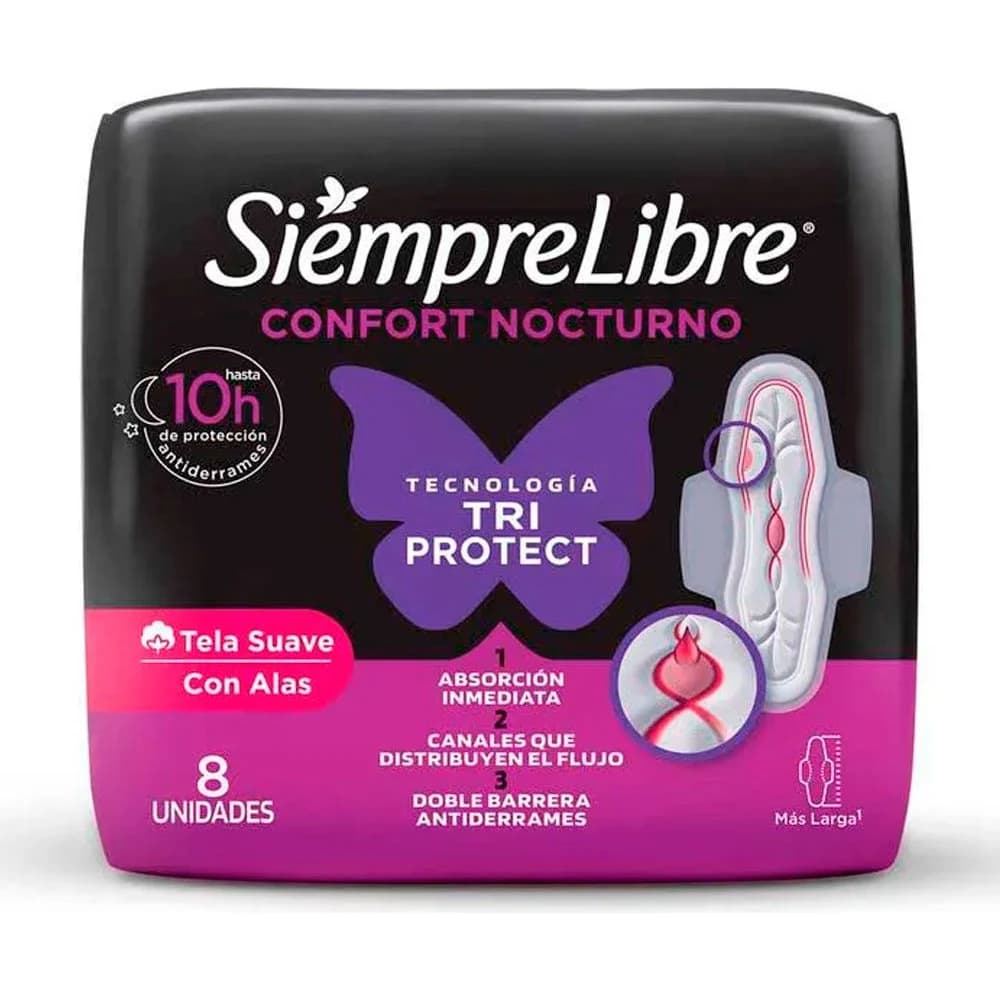 Protector Femenino Siempre Libre Adaptable Nocturno x8