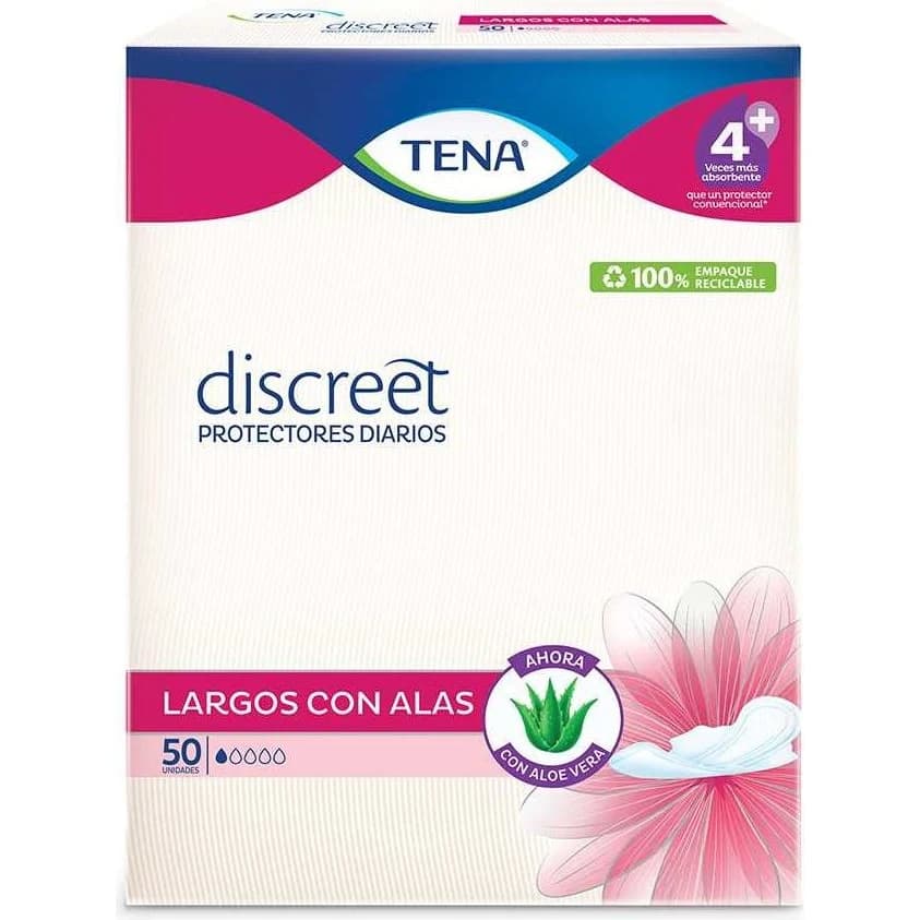 Protector Femenino Tena Discreet Largo con Alas x 50